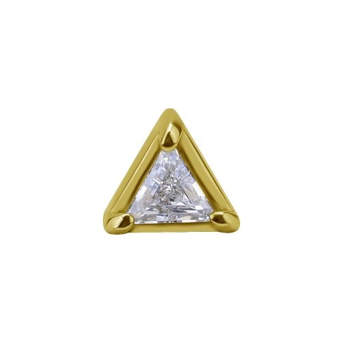 18k Gold - Triangle Shape Premium Zirconia - 4mm Threadless Attachment
