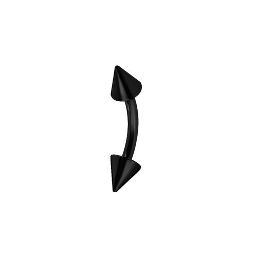 Black Steel Eyebrow Bar with Spikes