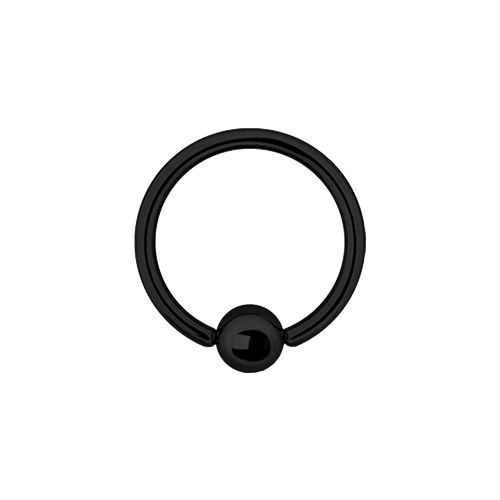 Black Steel Hinged Ring with Ball