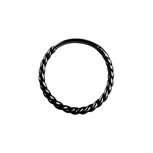 Black Steel Conch Ring - Twisted Rope Ring