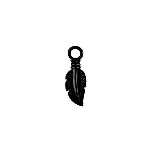 Black Steel Feather Charm