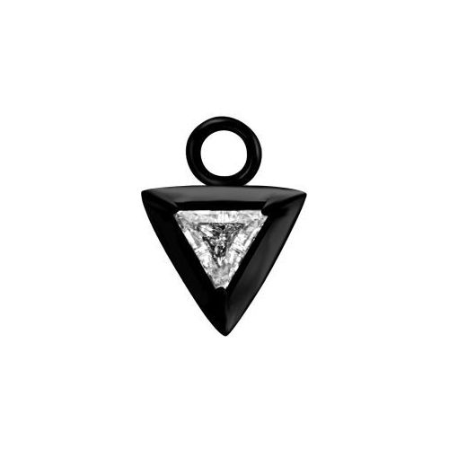 Black Steel Triangle Charm - Cubic Zirconia