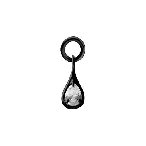 Black Steel Tear Drop Charm - Cubic Zirconia