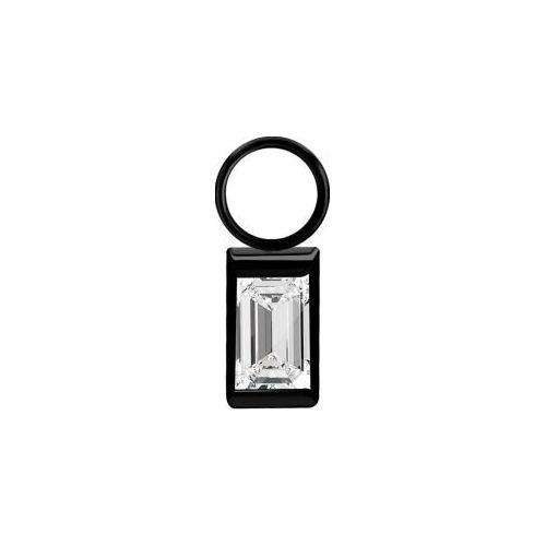 Black Steel Baguette Charm - Cubic Zirconia