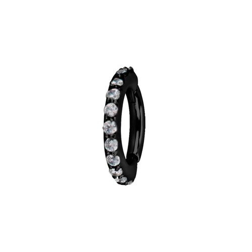 Black Steel Hinged Ring - Fine Premium Zirconia 16 Gauge