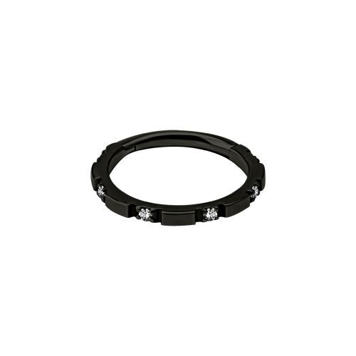 Black Steel Hinged Ring - Premium Zirconia Intervals