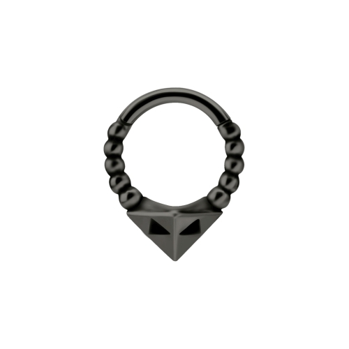 Black Steel Hinged Ring - Faceted Point Design