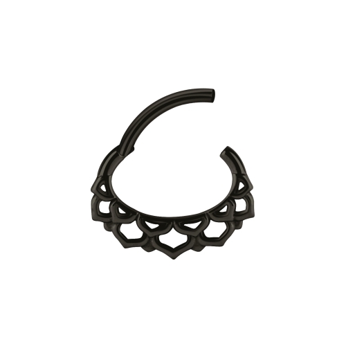 Black Steel Septum Ring - Lotus Flower 16 Gauge 6mm x 9mm