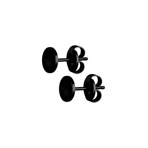 Black Steel Ear Studs - Plain Discs