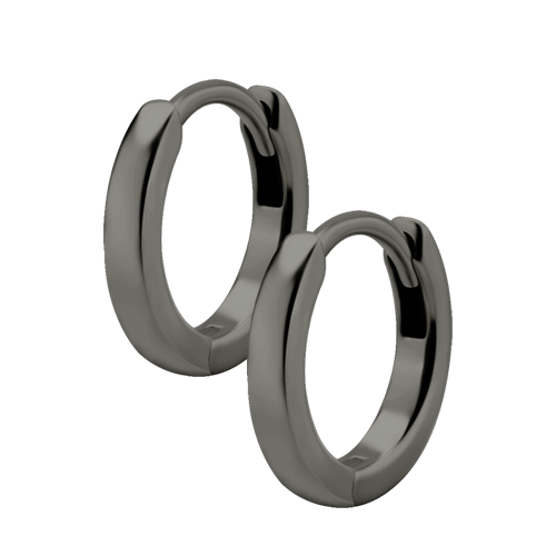 Black Steel Hoop Earrings 20 Gauge - 10mm