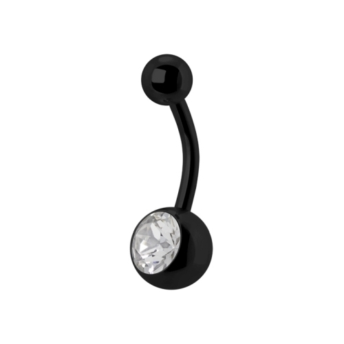 Black Steel Single Jewelled Belly Ring