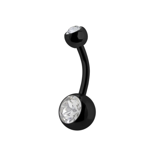 Black Steel Double Jewelled Belly Ring