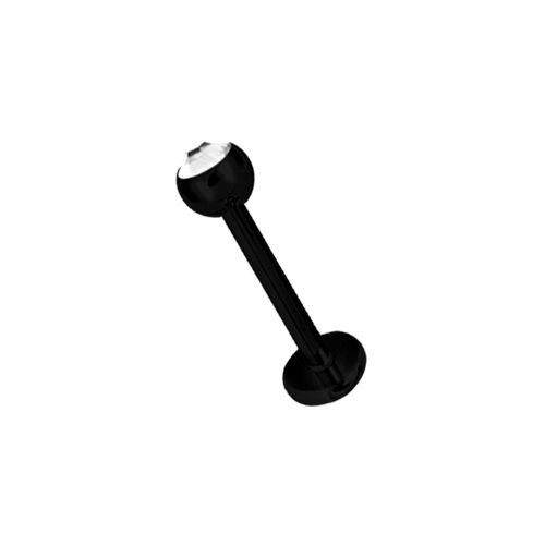 Black Steel Flat Back Labret - Crystal