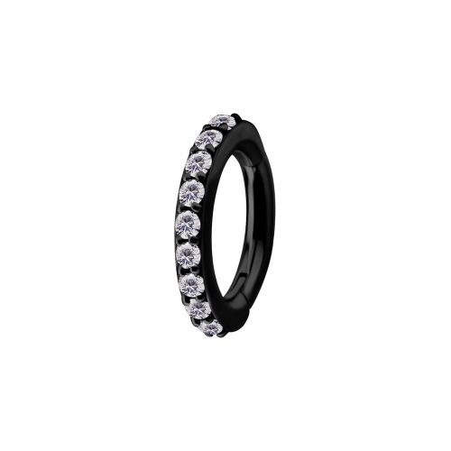 Black Nickel Free Cobalt Chrome Belly Ring - Premium Zirconia