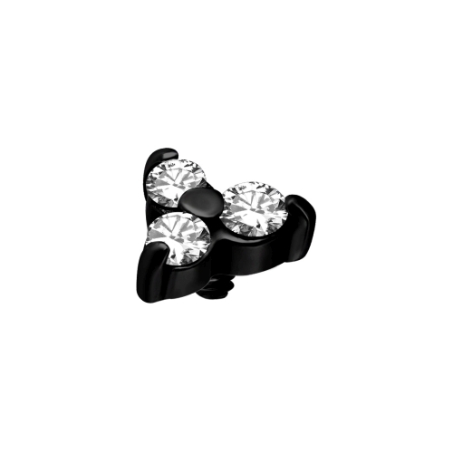 Black Steel Attachment for (Type S) Internal Thread Labret - Premium Zirconia Trinity - 3.5mm