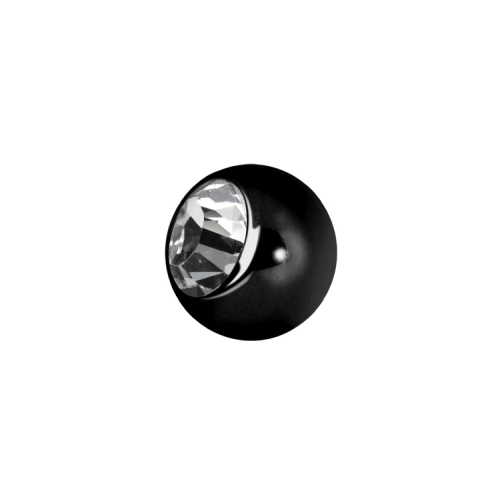 Black Steel Jewelled Ball Crystal 14 Gauge - 5mm