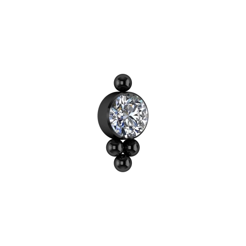 Black Titanium Attachment for (Type S) Internal Thread Labret - Premium Zirconia Ball Cluster - 3mm