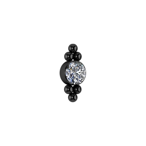Black Titanium Attachment for (Type S) Internal Thread Labret - Premium Zirconia Ball Triangle Cluster - 3mm