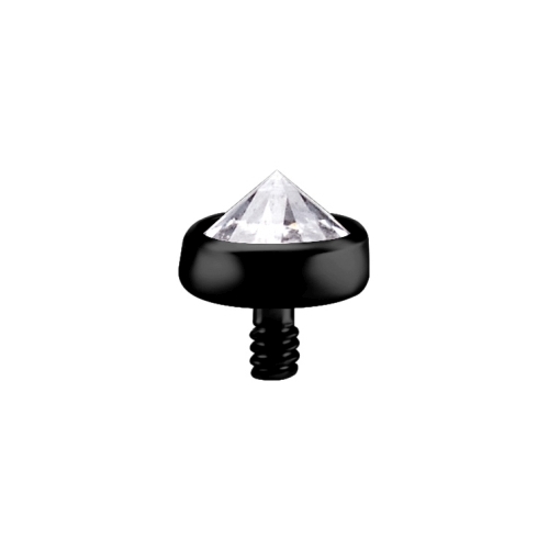 Black Titanium Attachment for (Type S) Internal Thread Labret - Inverted Crystal