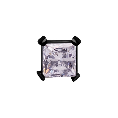 Black Titanium Attachment for Internal Thread Labret - Premium Crystal Square