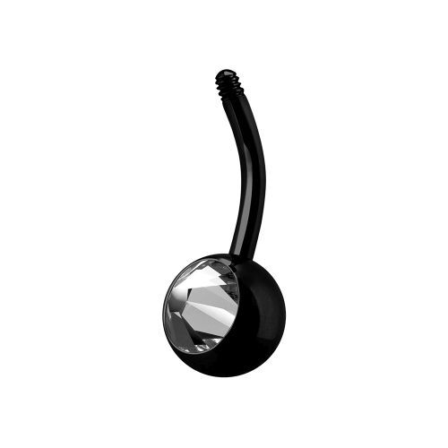 Black Titanium Single mini Jewelled Belly Post