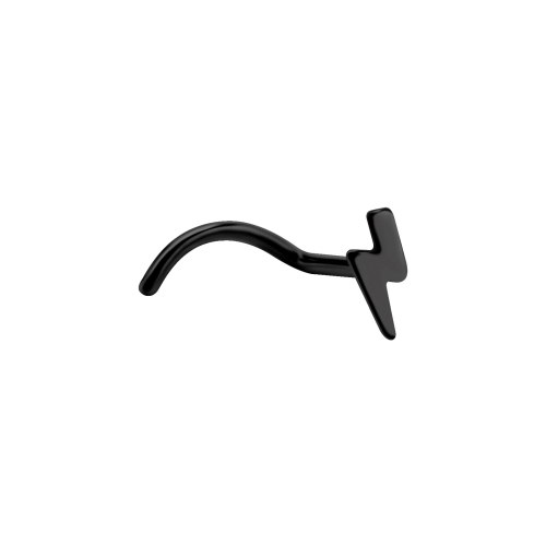 Black Titanium Pigtail Nose Stud - Lightning Flash