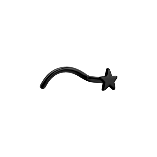 Black Titanium Pigtail Nose Stud - Star