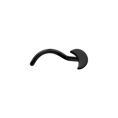 Black Titanium Pigtail Nose Stud - Moon