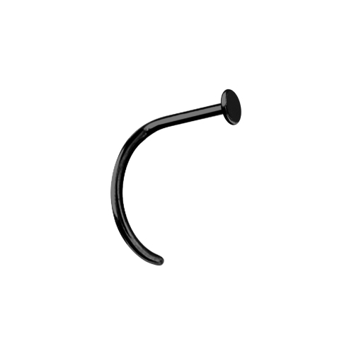 Black Titanium Pigtail Nose Stud - Flat Disc