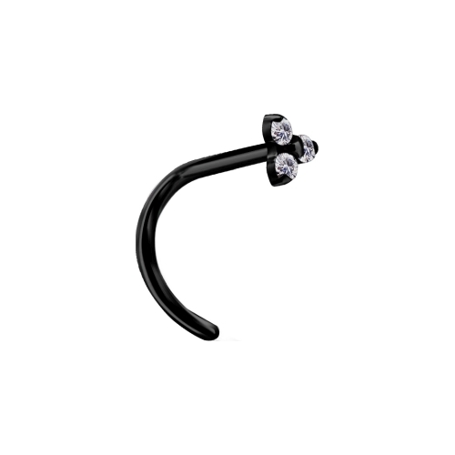 Black Titanium Pigtail Nose Stud - Trinity - Premium Zirconia