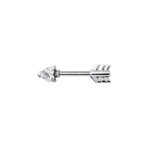 Surgical Steel Nipple Bar Arrow - Cubic Zirconia 14 Gauge - 14mm