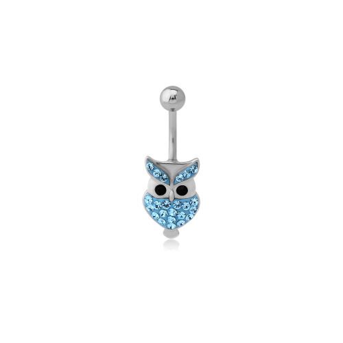 Surgical Steel Belly Bar - Jewelled Owl