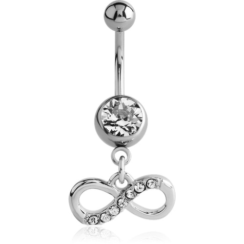 Surgical Steel Belly Bar - Jewelled Infinity Charm