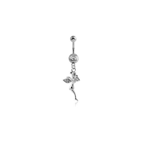 Surgical Steel Belly Bar - Jewel and Fairy Charm