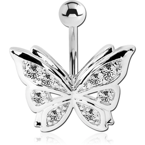 Surgical Steel Belly Bar - Jewelled Butterfly