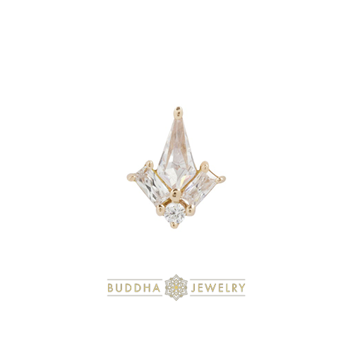 L.A. Baby - 14K Gold Attachment for Threadless Labret - Premium Zirconia