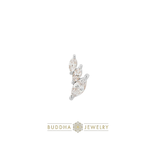 14K White Gold Attachment for Threadless Labret - Premium Cubic Zirconia Multiplicity