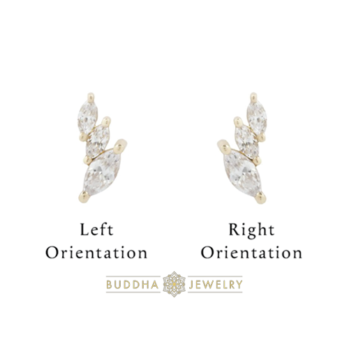 Multiplicity - 14K Gold Attachment for Threadless Labret - Premium Cubic Zirconia