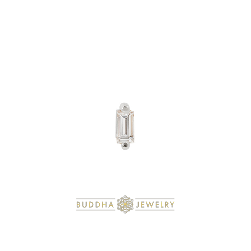 Paris White Topaz - 14K White Gold Attachment for Threadless Labret