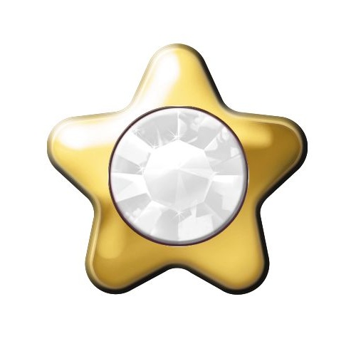 Sterilear Ear Studs Crystal April Star Stone Regular Gold 