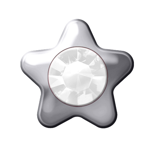 Sterilear Ear Studs Crystal April Star Stone Regular Silver 