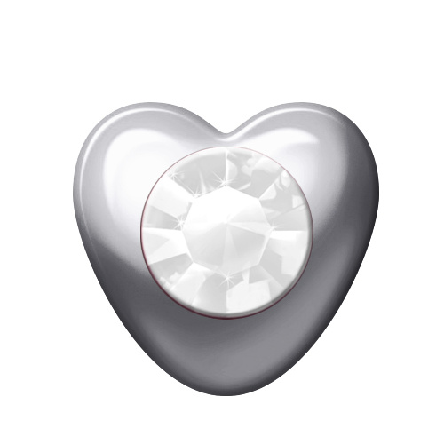 Sterilear Ear Studs Crystal April Heart Stone Regular Silver