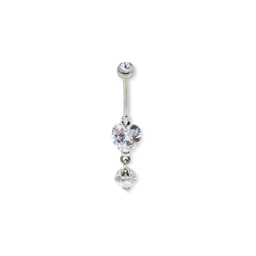 Surgical Steel Belly Ring - Crystal Jewelled Heart Jewellery Charm