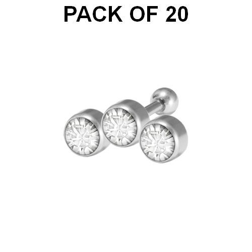 Jewelled Tragus/Helix Barbell Setting on Display Mix Colour 20pcs