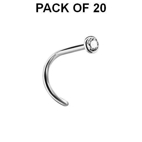 Surgical Steel Pigtail Nose Studs - Box 20 Pcs