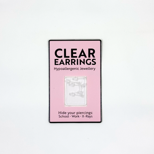 Clear Earrings (Invisible Clear Studs) - 3 Pack