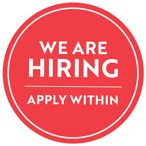 'we are hiring' decal