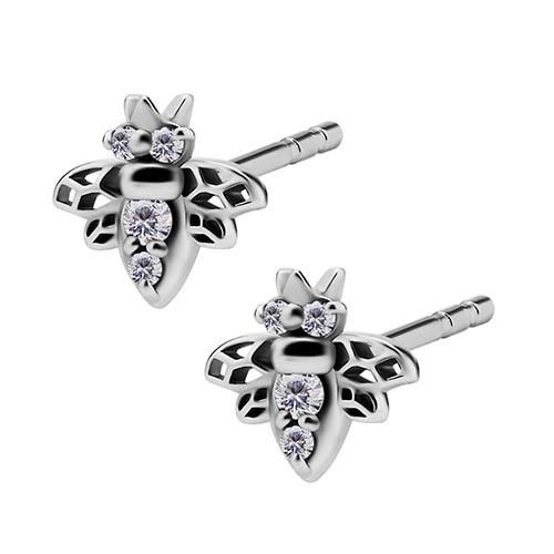 Surgical Steel Ear Studs - Cubic Zirconia Bee