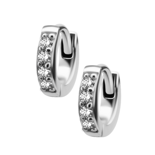 Surgical Steel Hoop Earrings - Cubic Zirconia 20 Gauge - 5mm