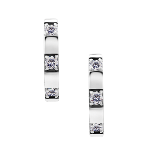 Surgical Steel Hoop Earrings - Channel Set Cubic Zirconia 20 Gauge - 10mm